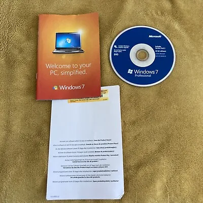 £29.95 • Buy Microsoft Windows 7 Professional 64bit DVD Service Pack 1 *NO 32-BIT DISC* & Key