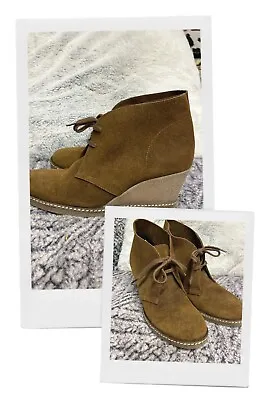 J CREW MacAlister Wedge Ankle Booties Chukka Italy Redwood Brown Leather EUC~ 9M • $18