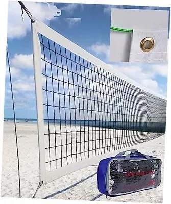 Professional Volleyball Net Outdoor Heavy Duty With Aircraft Steel Cable White • $46.17