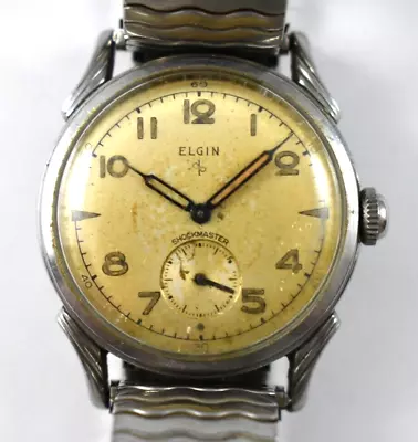 Vintage Elgin Shock Master Hand Wind Mechanic 17J 642 Wrist Watch Runs Lot.ec • $42
