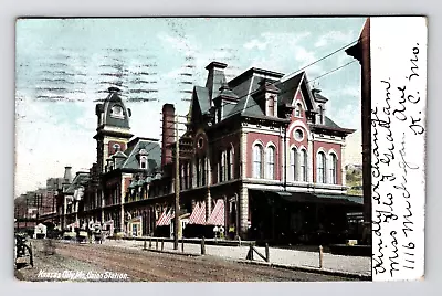 Postcard 1906 MO Union Station RR Train Depot Street View Kansas City Missouri • $54.95