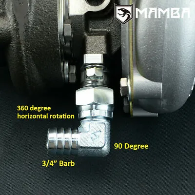 90Deg 3/4 Barb Turbo Oil Return Flange For Holset HX30 HX35 HX40 HX45 HX50 HX55 • $45.12