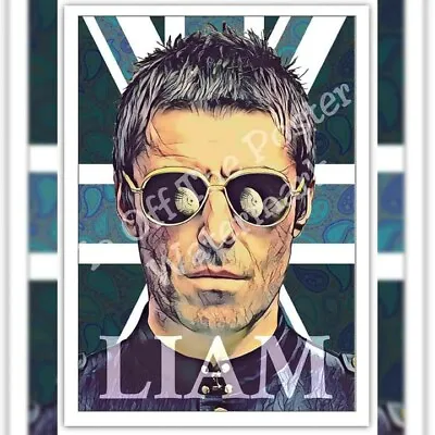 Liam Gallagher Union Jack Paisley Britpop A4 Wall Art Print. • £6.99