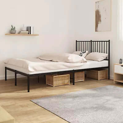 Metal Bed Frame With Headboard Black 120x190  4FT Small Double Q1R5 • £92.99