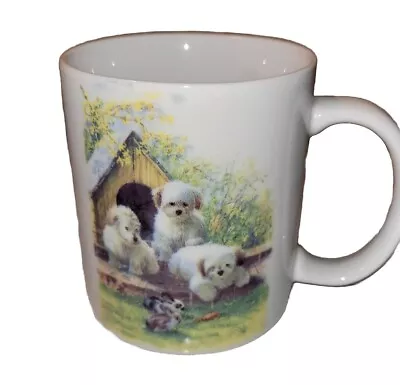 Maltese Puppy Dogs Rabbits Doghouse Coffee Mug Tea Cup Ceramic White 3.75  • $7.99