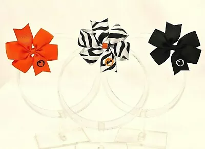 3 Personalized Hairbows Lot Girls Monogram Black Orange Zebra - Initial O • $9.99