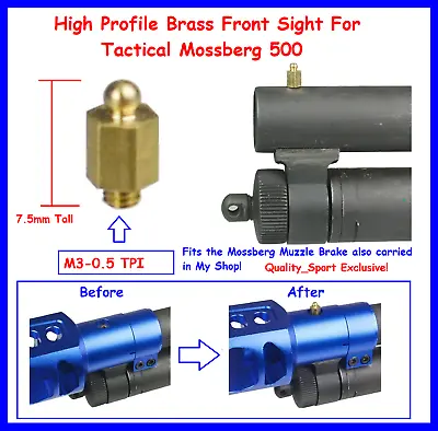 High Profile Brass Front Sight For Tactical Mossberg 500  Height 7.5 Mm • $12.99