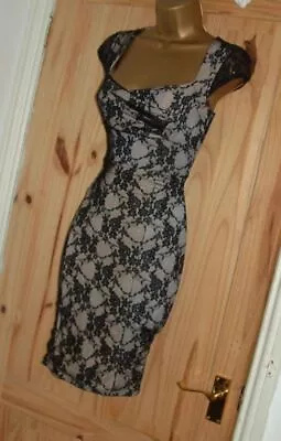 £25 • Buy Jane Norman Black Nude Stretchy Lace Galaxy Pencil Wiggle Bodycon Dress Sz 10 12