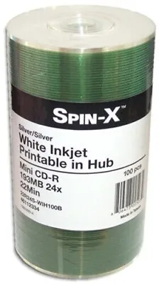 100-Pak 3-Inch Mini WHITE INKJET HUB PRINTABLE 24X 8cm CD-R's & Sleeves! • $41.99