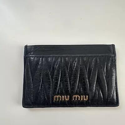 Miu Miu Black Matelasse Leather Card Holder • $129