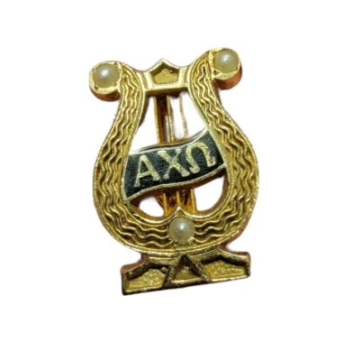 $109.99 • Buy Vintage Alpha Chi Omega Sorority 10K Gold Seed Pearl Enamel Sister Pin Lyre 2.1g