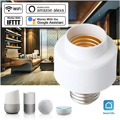 Smart WiFi E27 Light Bulb Holder Lamp Socket Adapter For Google Home& Alexa O9E6 • $12.99