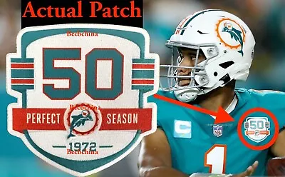 50 Perfect Season Patch Miami Dolphins Patch Football Jersey 50th Seasons Patch • $25.95