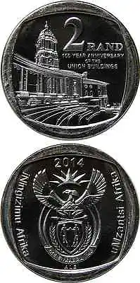 SOUTH AFRICA/SOUTH AFRICA/ININGIZIMU/UMZANTSI 2 Rand 2014 UNC 'Union Buildings' • $2.12