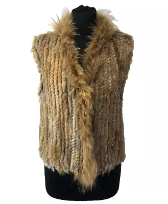 Vintage Handmade Women’s Brown Genuine Rabbit Fur Gilet Size S/M • $101.06