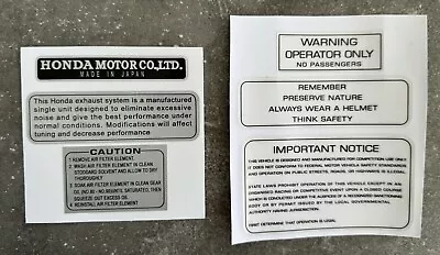 Honda 1985 Z50 Safety WARNING Decal Set / Sticker Kit • $35.39