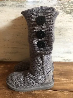 UGG Australia Classic Cardy Gray Knit Boots Womens Size 6 5819 • $29.99