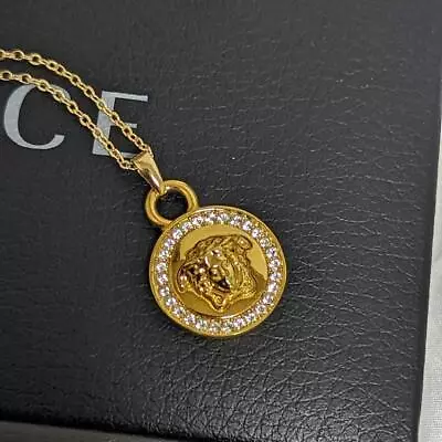 Versace Medusa Swarovski Necklace Pendant Top Colo Gold Men's Authentic • $319.99