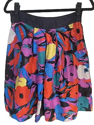 Lil 4 W 28” L 20” 100% Silk Lined Skirt Anthropologie Floral Flared Colorful Fun • $34.99