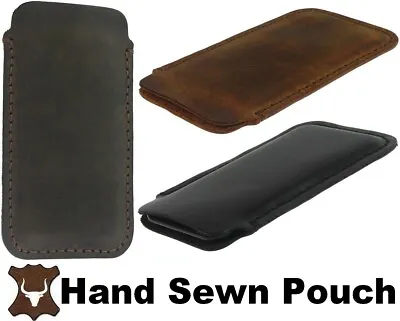 Hand Sewn Of Durable Genuine Leather Case Cover Sleeve Pouch For Mobile Phones • £18.39