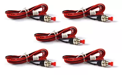 Mini Push Button SPST W/ 6  Lead Momentary N/O Switch Red 2 Pins 5 Pack • $8.49