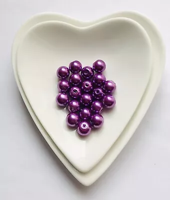 Stunning Purple Pearl Glass Beads 8mm 20 Pcs • £2.99