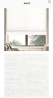 Restoration Hardware White Belgian Linen Flat Roman Shade 19.625”W X 39.75”L • $150