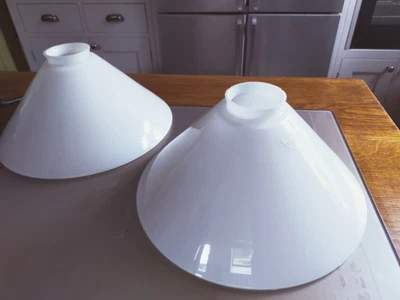 £15 • Buy Vintage Style Conical White Glass Shade 25cm Diameter - 2  Aperture - Mouthblown