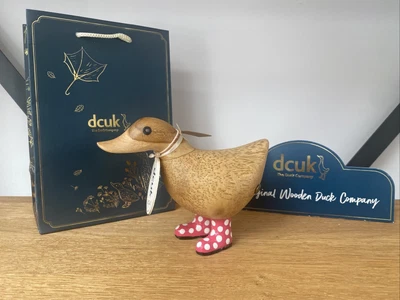 £15 • Buy DCUK The Original Wooden Duck Company Pink Spotty Polka Dot Wellies - ‘Hector’
