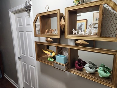 $250 • Buy Vintage MCM Mid Century Modern Retro Gold Mirrored Shadow Box Wall Shelf