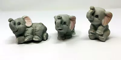 Set Of 3 Vintage Home Interiors HOMCO Baby Elephant Porcelain Figurines #1400 • $14.88