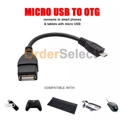 Micro USB B Male To USB 2.0 A Female OTG Adapter Converter Cable Android SAMSUNG • $2.99