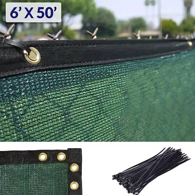 6'x50' Green Fence Privacy Screen Backyard Shade Mesh Tarp Garden Windscreen • $49.99