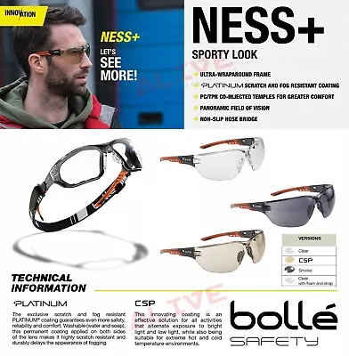 Bolle Safety Glasses Ness+ Spectacles Eyewear Eye Protection - New • £7.19