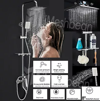 Wall Mounted 8  Rainfall Shower System Shower Faucet Mixer Shower Tap Combo Set • $57.99