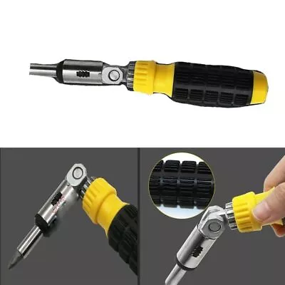 Ratchet Left/Right Rotating 1/4 Inch Hex Spanner Adjustable Angle Screwdriver • $13.40