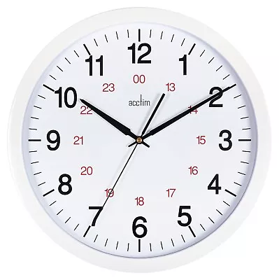 Acctim Metro 14  Wall Clock Quartz 12/24 Hour Dial Easy Read Numbers White 35cm • £25.95