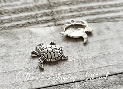 Sea Turtle Charms Antique Silver Tone Tortoise Pendants Nautical Sea Life 6pcs • $3.74