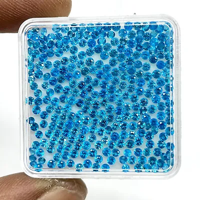 $20.99 • Buy 25 Pcs Natural Apatite 2mm Round Diamond Cut Neon Blue Loose Gemstones Lot
