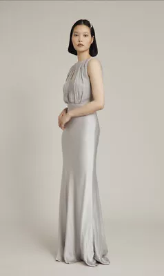 Ghost *claudia Beau* Hollywood Long Dress Silver Grey Sz P Original Price £225. • £85