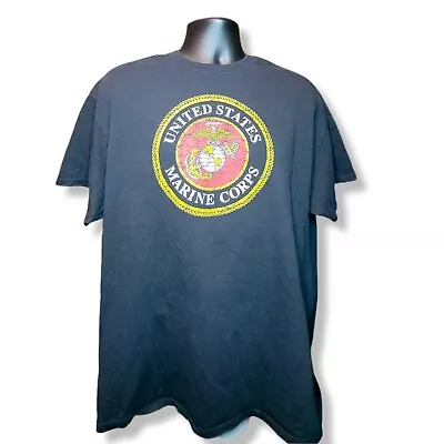 USMC United States Marine Corps EGA Emblem T Shirt Size XL Black Made In USA • $15