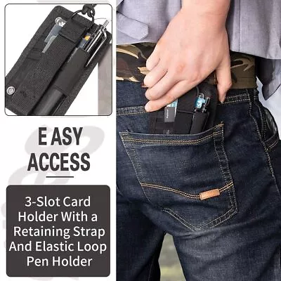 Tactical ID Card Holder Bag Detachable Hook & Loop Patch Badge Holder Adjustable • $8.99