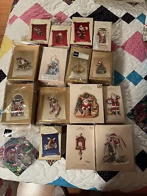 Large Lot Hallmark Keepsake Ornaments 15 Pieces. NOS GOLD BOX • $42.50