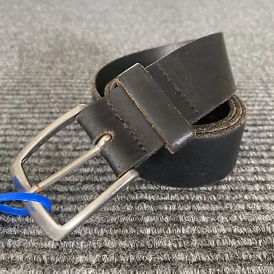 HM Belt Mens 31-32 Black Leather Silver Buckle • $6.40