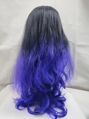Hair Wig Ombre Purple Long 70cm Length 3/4  Loose Curls Party Everyday Wear UK • £23