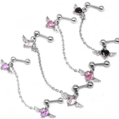 £3.91 • Buy Chic Double Ball Pierced Chain Earrings Punk Ball Stud Cartilage Ear Cuff Wrap