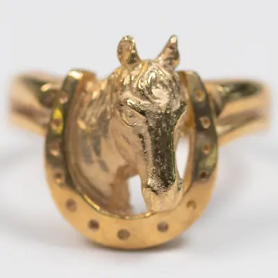 9ct 9K Yellow Gold Mens Equestrian Horseshoe Lucky Horse Ring. Brand New • $484.31
