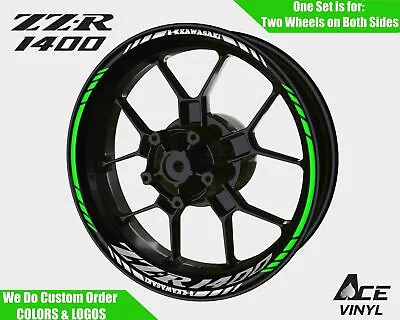 Kawasaki ZZR1400 Wheel Decals Rim Stickers Tape Graphics ZZR 1400 • £28.91