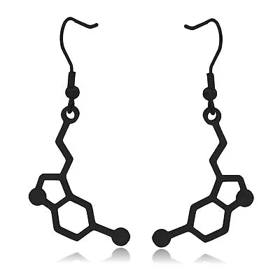 Serotonin Molecule Stainless Steel Dangle Earrings • $17.99