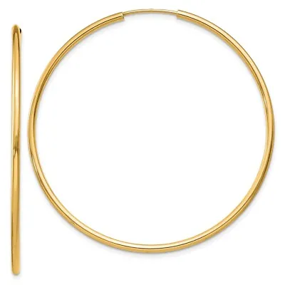 Real 14K Yellow Gold 1.5mm Polished Round Endless Hoop Earrings; Women & Men • $234.26